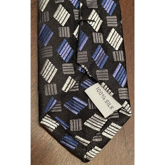 Burma Bibas Black Blue Gray Men’s Neck Tie Made In China - Picture 7 of 9
